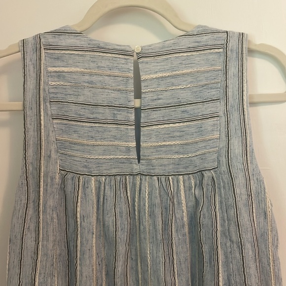 Madewell Sleeveless Yoked Mini Dress Stripe Light Blue Baby Doll Dress XXS - Picture 9 of 11
